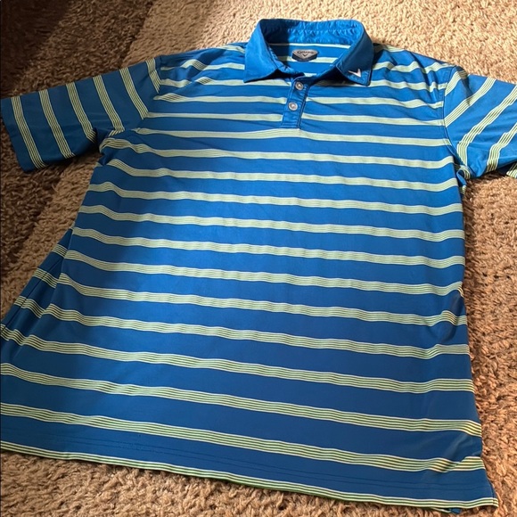 Callaway Blue and Green Polo Shirt with Classic Stripes - Picture 5 of 11